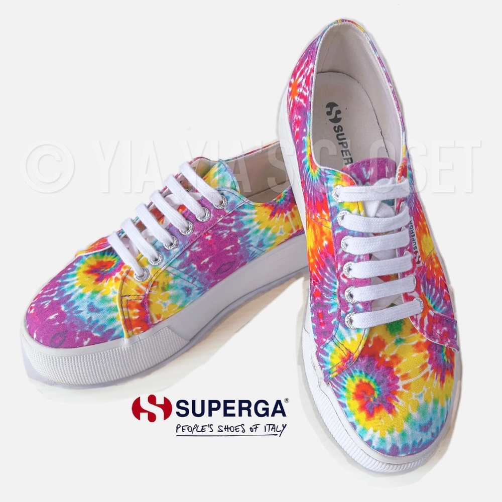 Superga 2790 Anthropologie 10 Tie-Dye Rainbow Platform Sneakers/Shoes